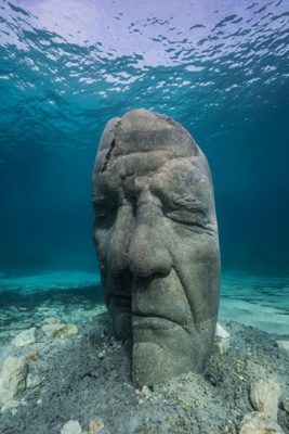 Submerged sculpture from Cannes' underwater museum, off Île Sainte-Marguerite